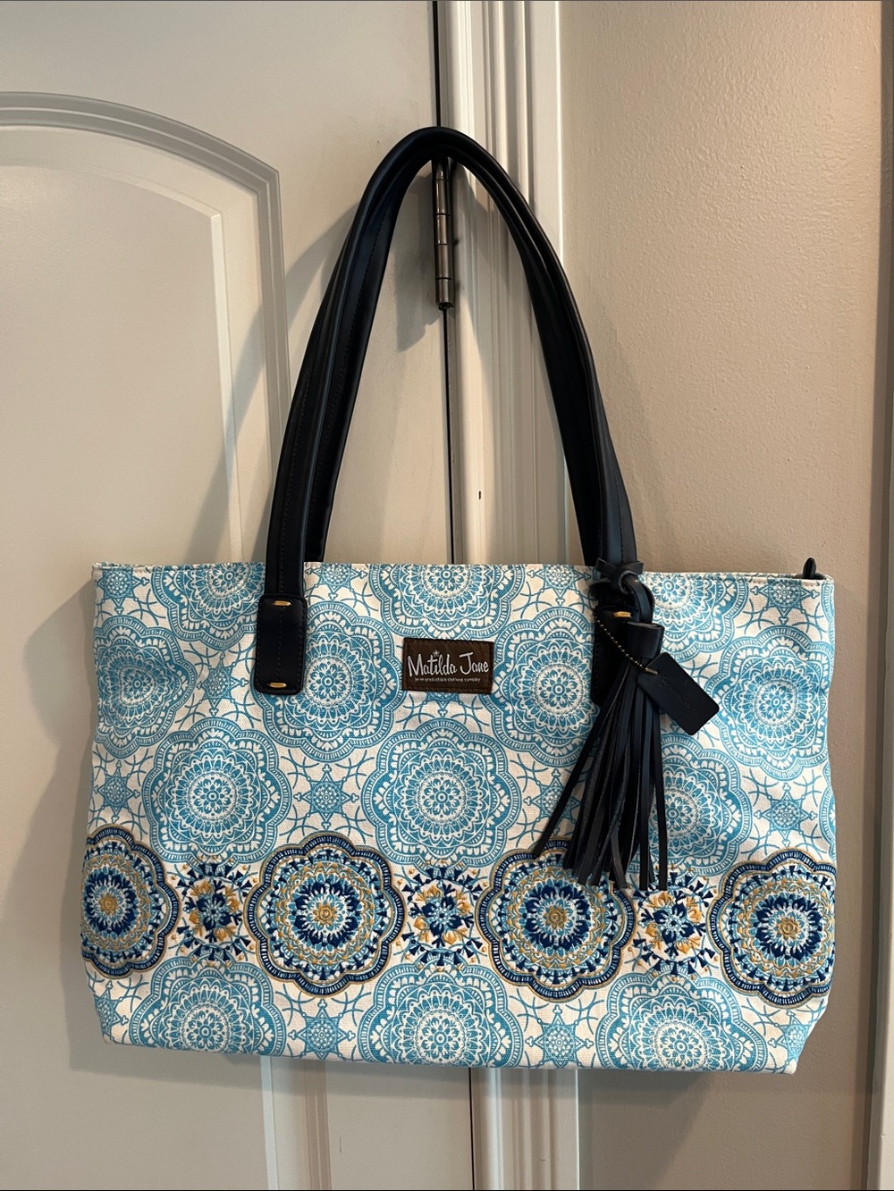 Matilda Jane Turquoise and Navy Medallion Tote